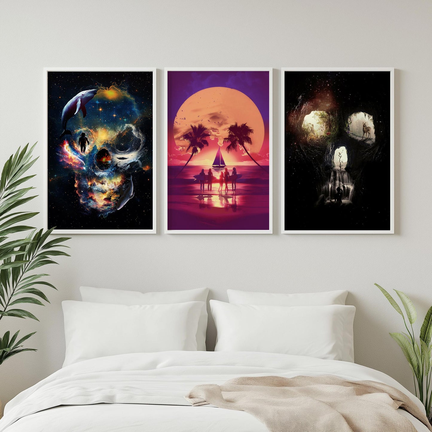 Skull Illusion Set, 3 Piece Art Set | Canvas, Paper & Framed Gift Set Options