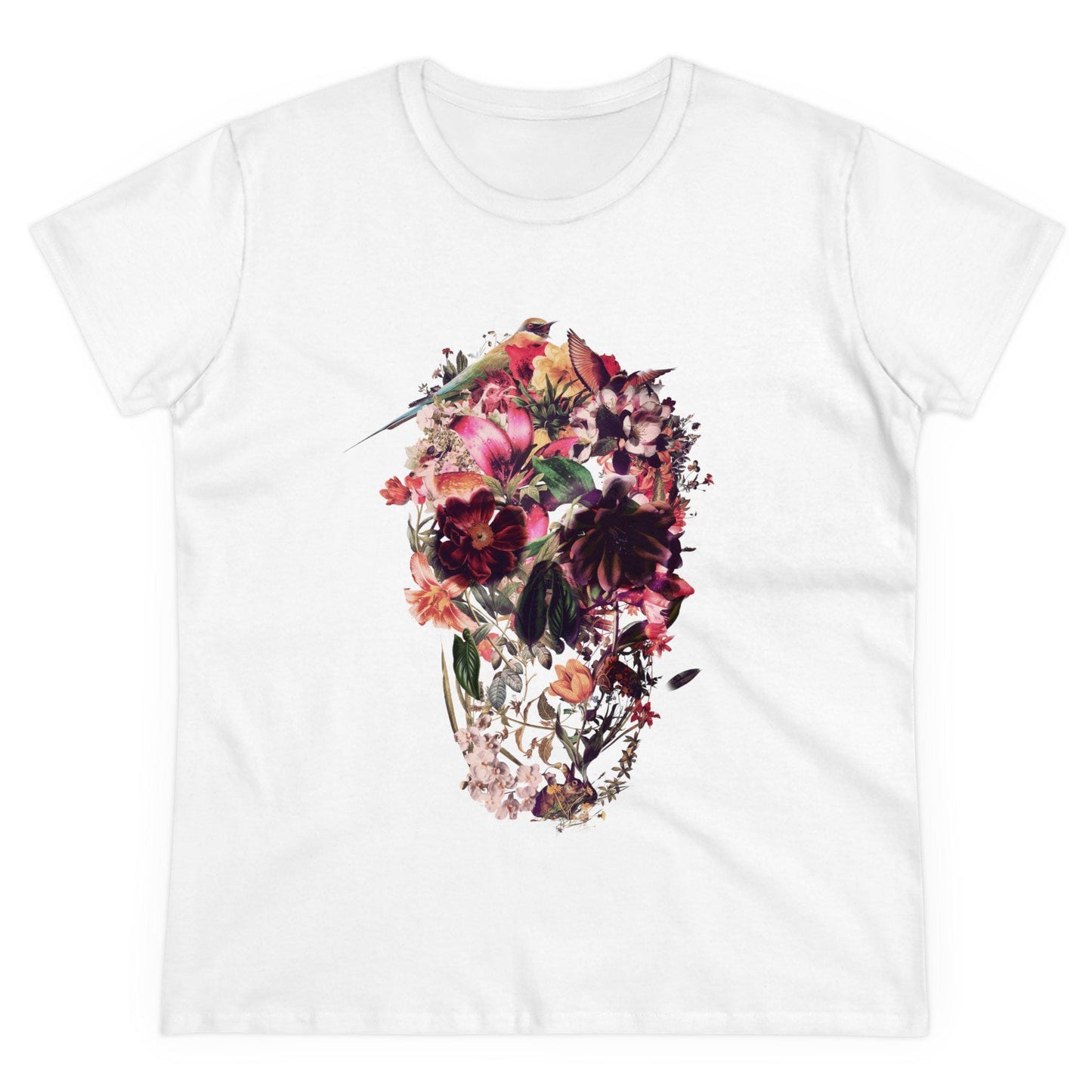 Floral Skull T-Shirt - Gothic Aesthetic Tee - Women’s Dark Floral Shirt - Alternative Skull Print - Vintage Skull Gift