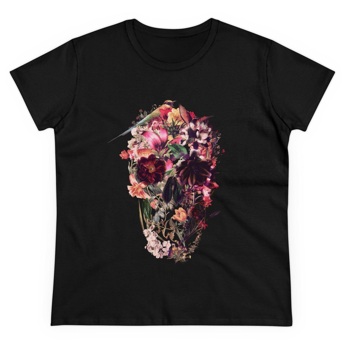 Floral Skull T-Shirt - Gothic Aesthetic Tee - Women’s Dark Floral Shirt - Alternative Skull Print - Vintage Skull Gift