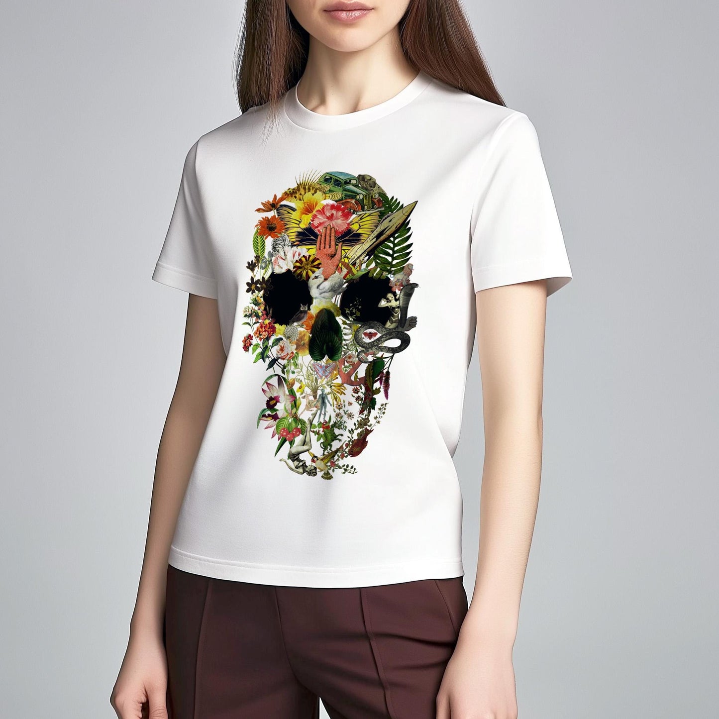 Unisex Floral Skull Design Shirt – Ideal Gift for Creative Souls