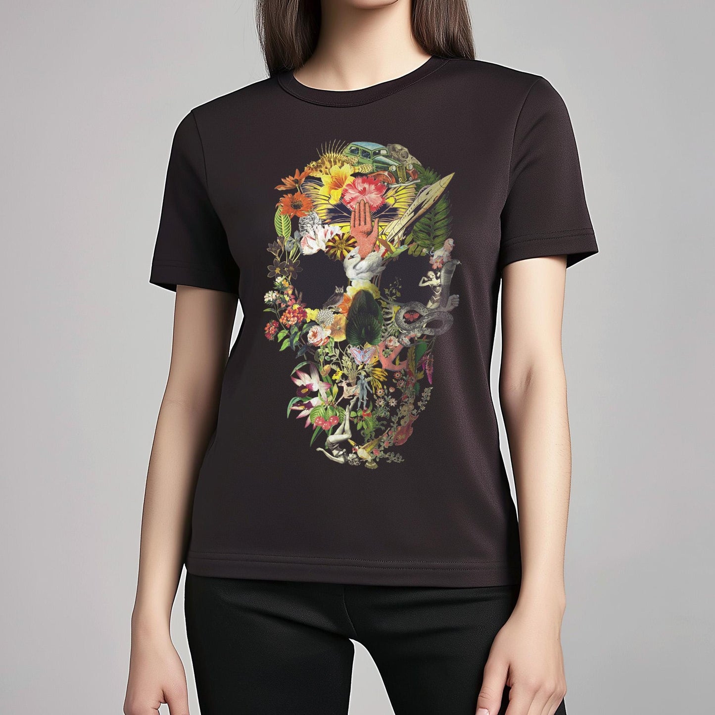 Unisex Floral Skull Design Shirt – Ideal Gift for Creative Souls