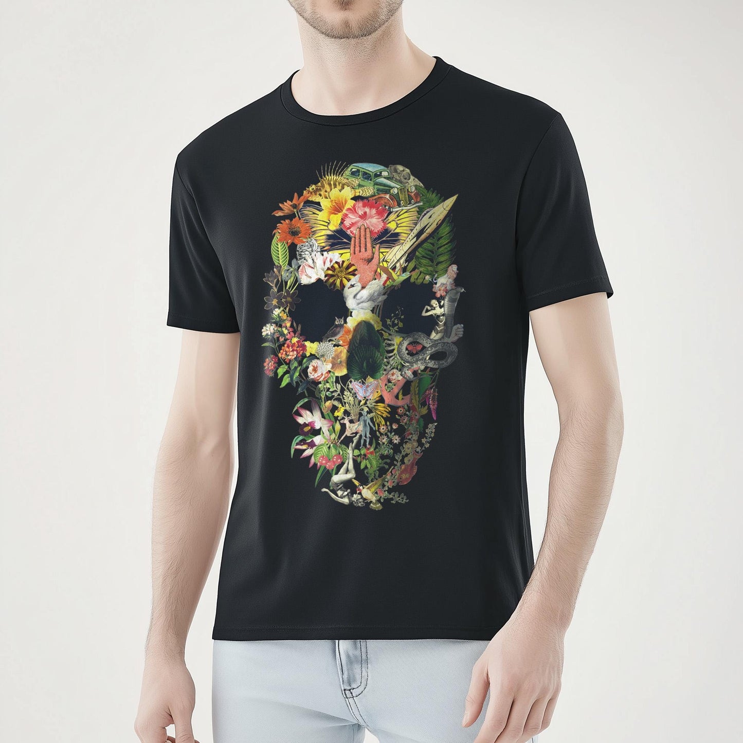 Unisex Floral Skull Design Shirt – Ideal Gift for Creative Souls