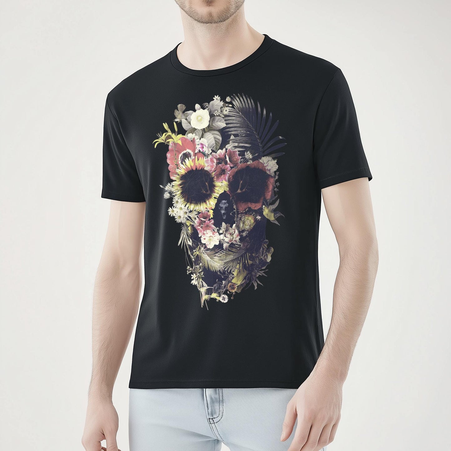 Sugar Skull Men's T shirt, Gothic Art Print Shirt Gift For Him, Bella Canvas Boho Skull Tshirt, Gothic Graphic Tee Gift, Boho Shirt Gift
