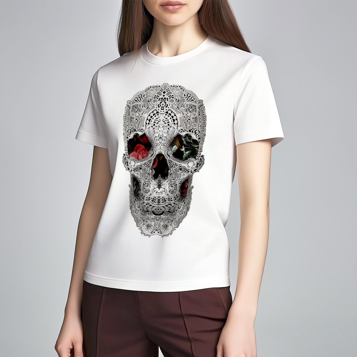 Skull Men's T shirt, Black And White Unisex Art Print Shirt Gift