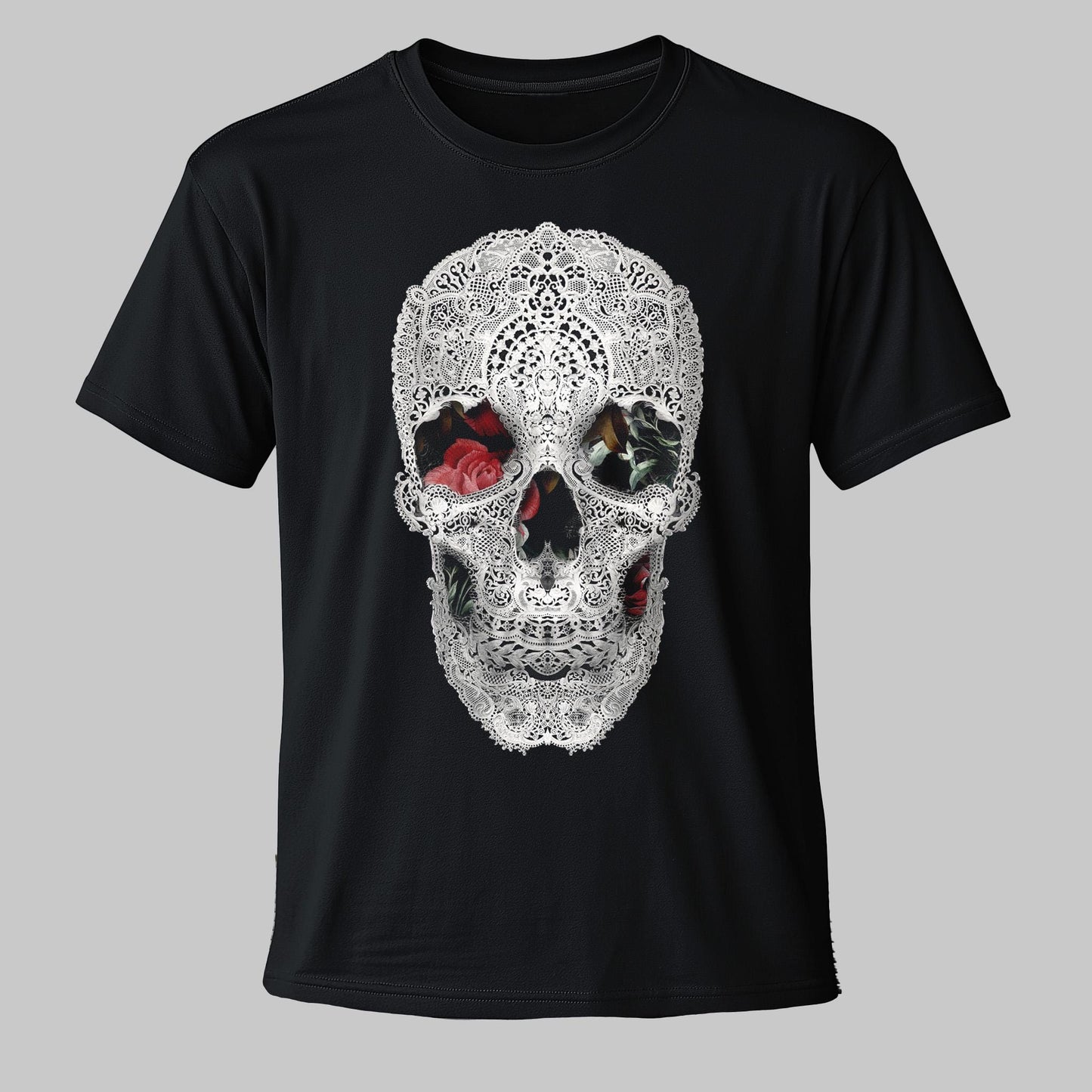 Skull Men's T shirt, Black And White Unisex Art Print Shirt Gift