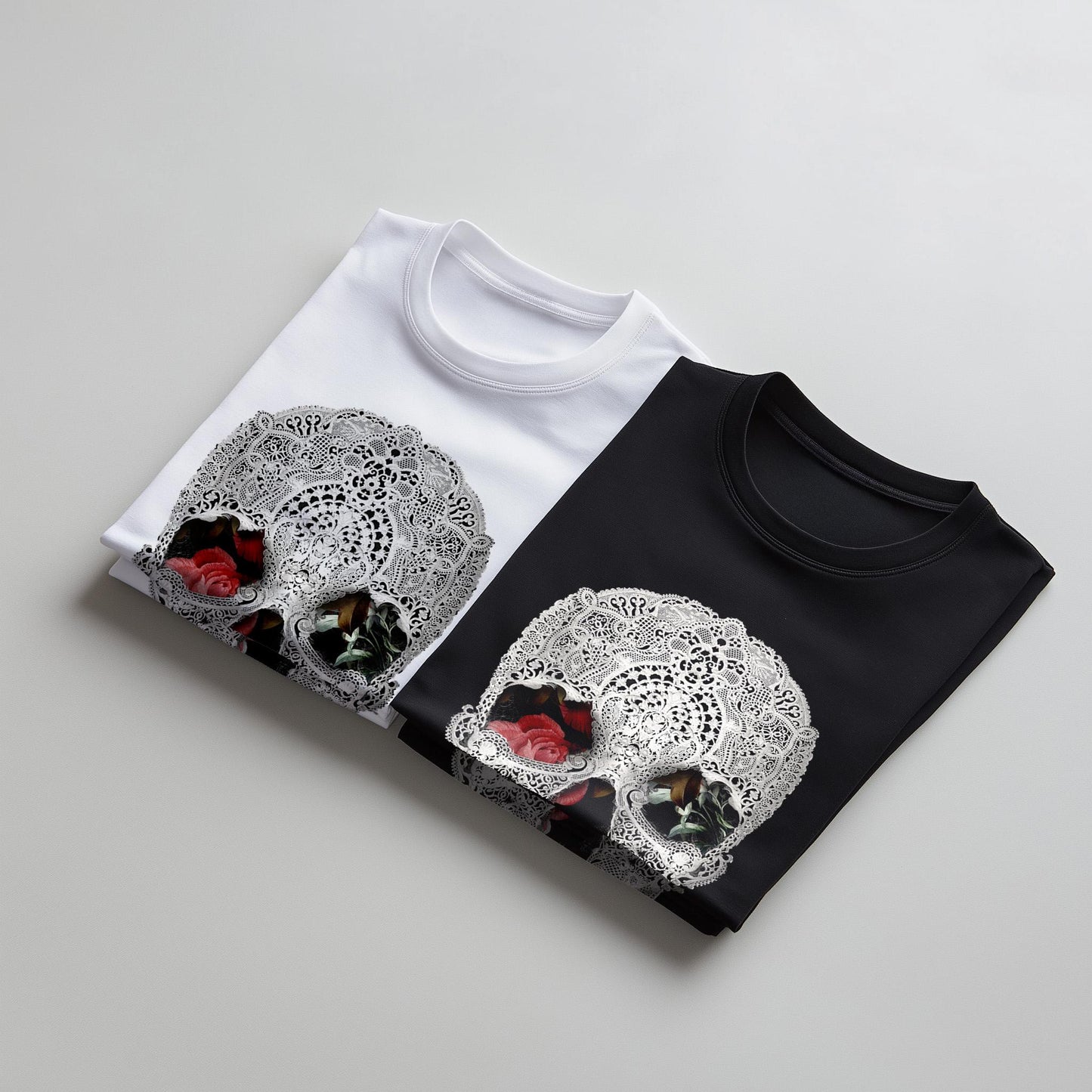 Skull Men's T shirt, Black And White Unisex Art Print Shirt Gift