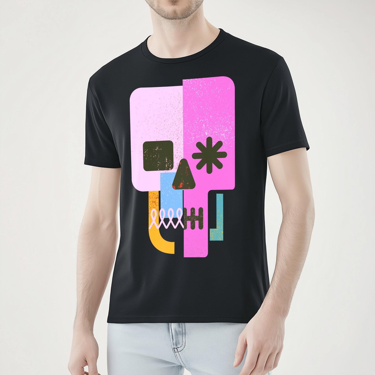 Vibrant Abstract Skull T-Shirt – Bold Pop Art Design