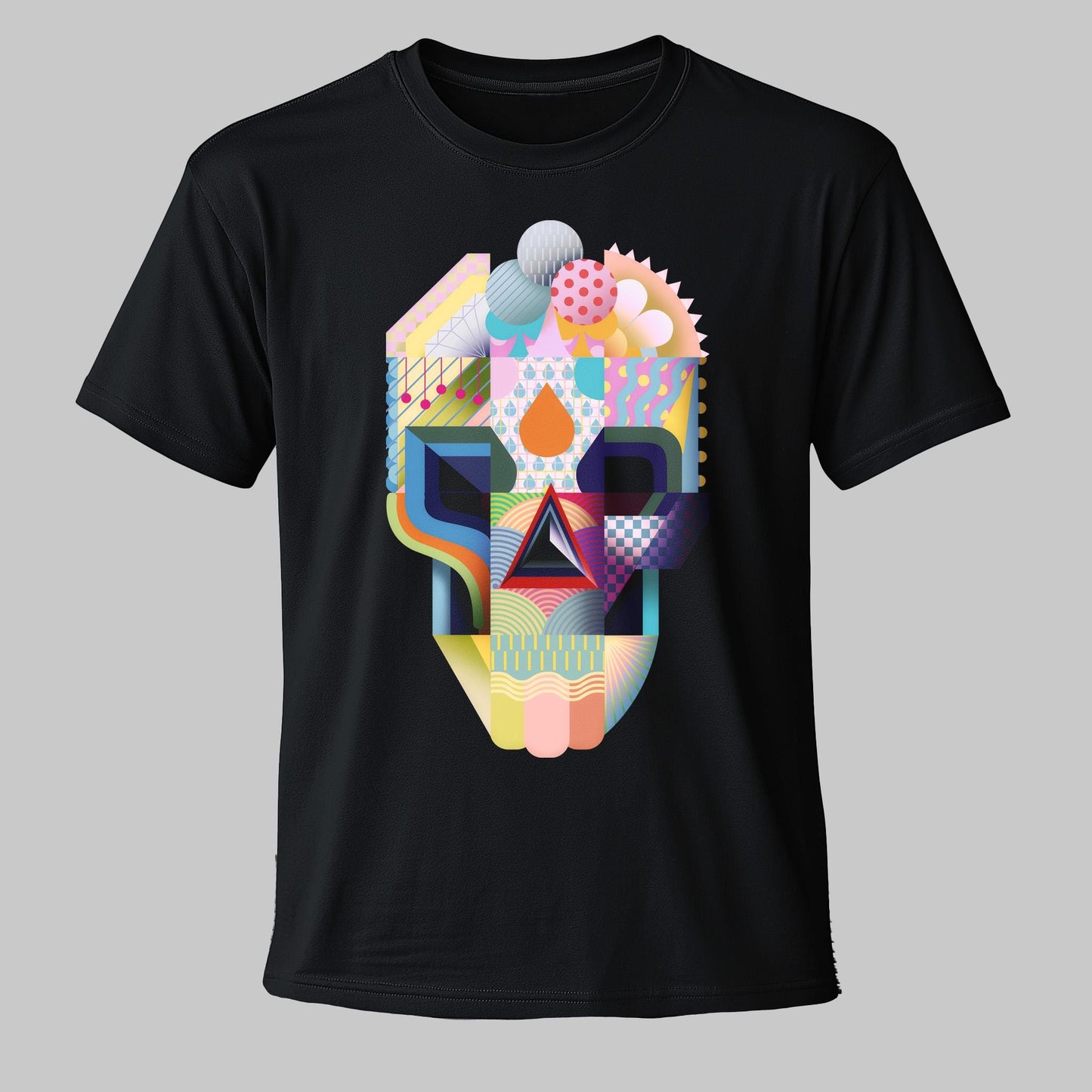 Modern Art Skull T-Shirt – Unique Abstract Graphic
