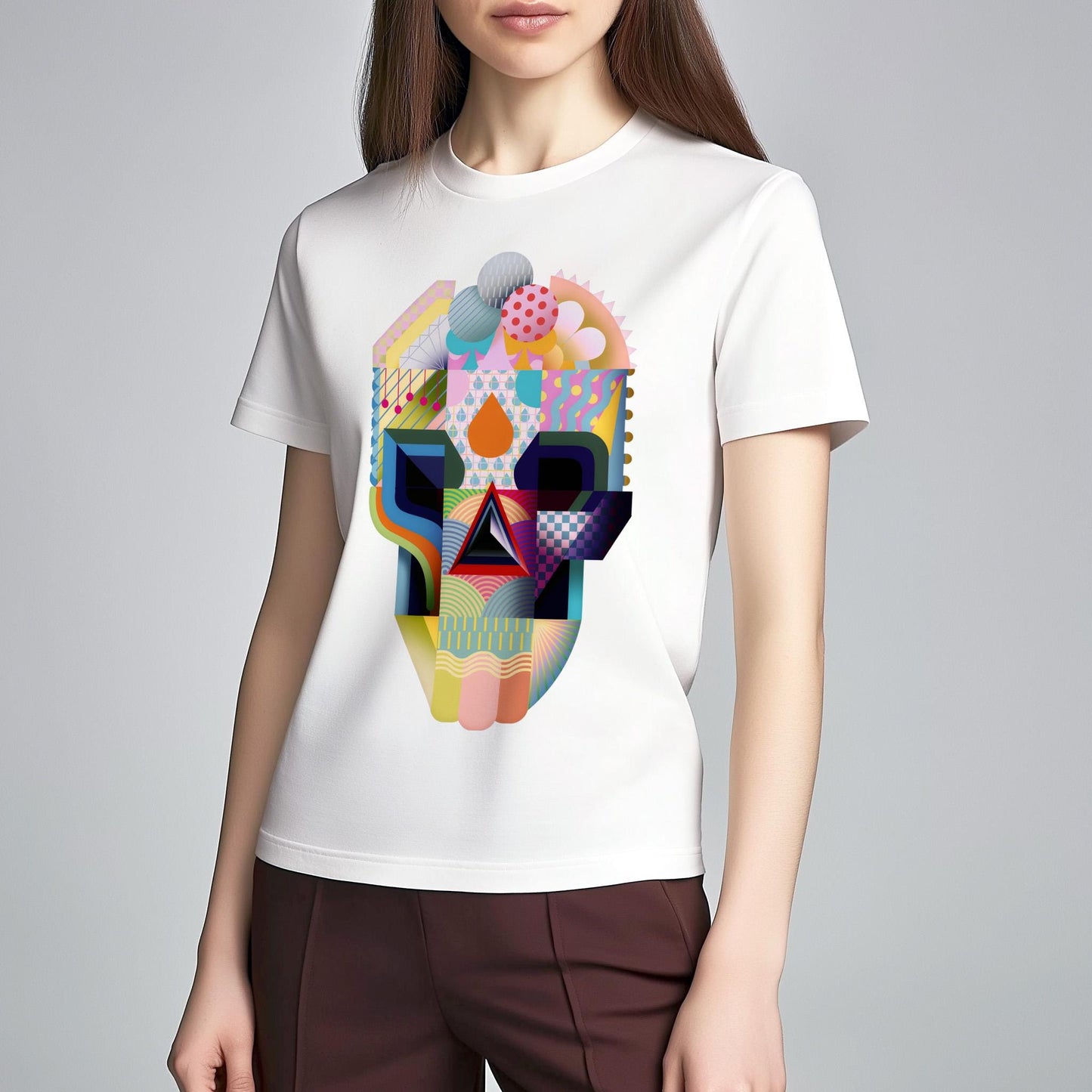 Modern Art Skull T-Shirt – Unique Abstract Graphic