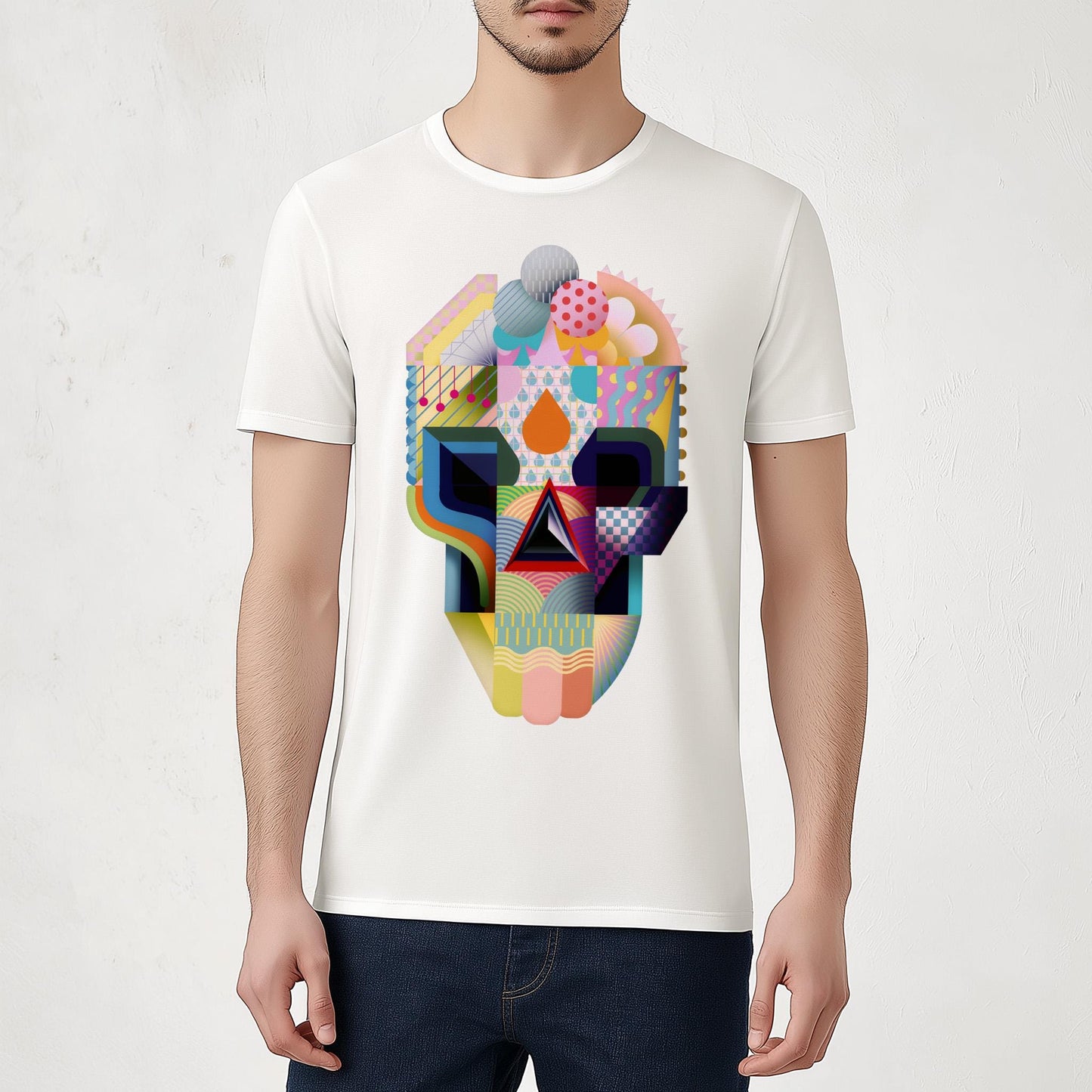 Modern Art Skull T-Shirt – Unique Abstract Graphic