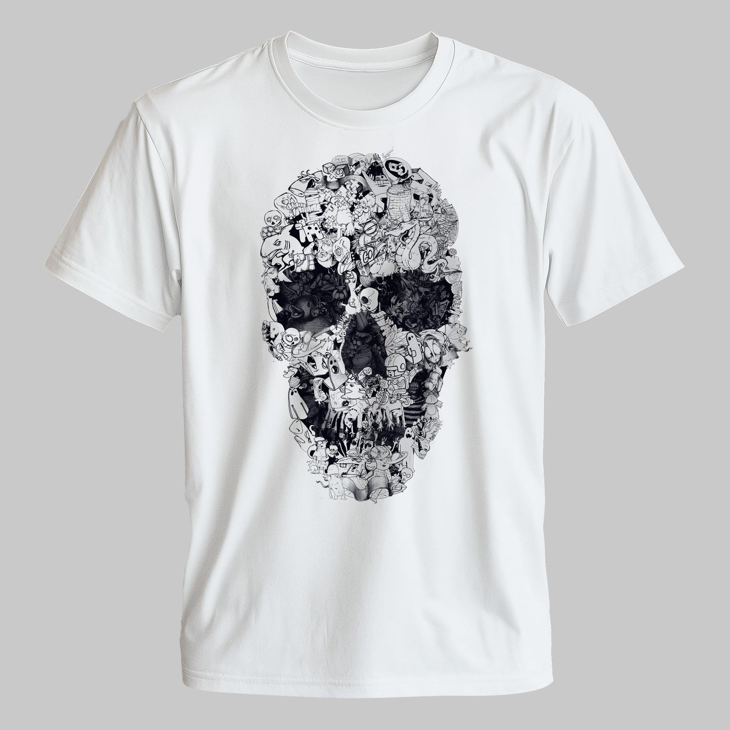Doodle Art Unisex T shirt, Gothic Skull Clothing Gift