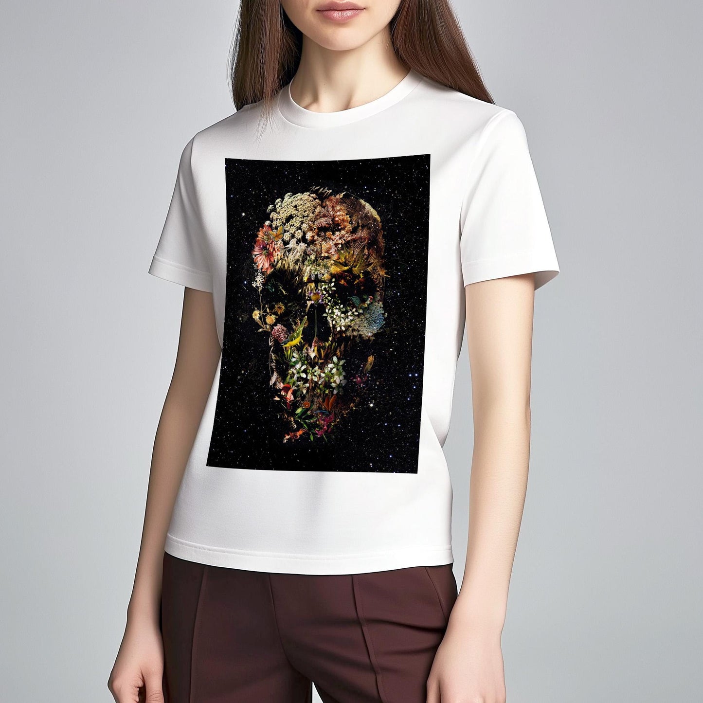 Dark Floral Skull Design Shirt – Ideal Gift for Creative Souls