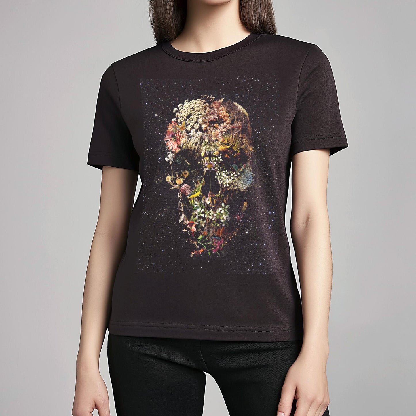 Dark Floral Skull Design Shirt – Ideal Gift for Creative Souls