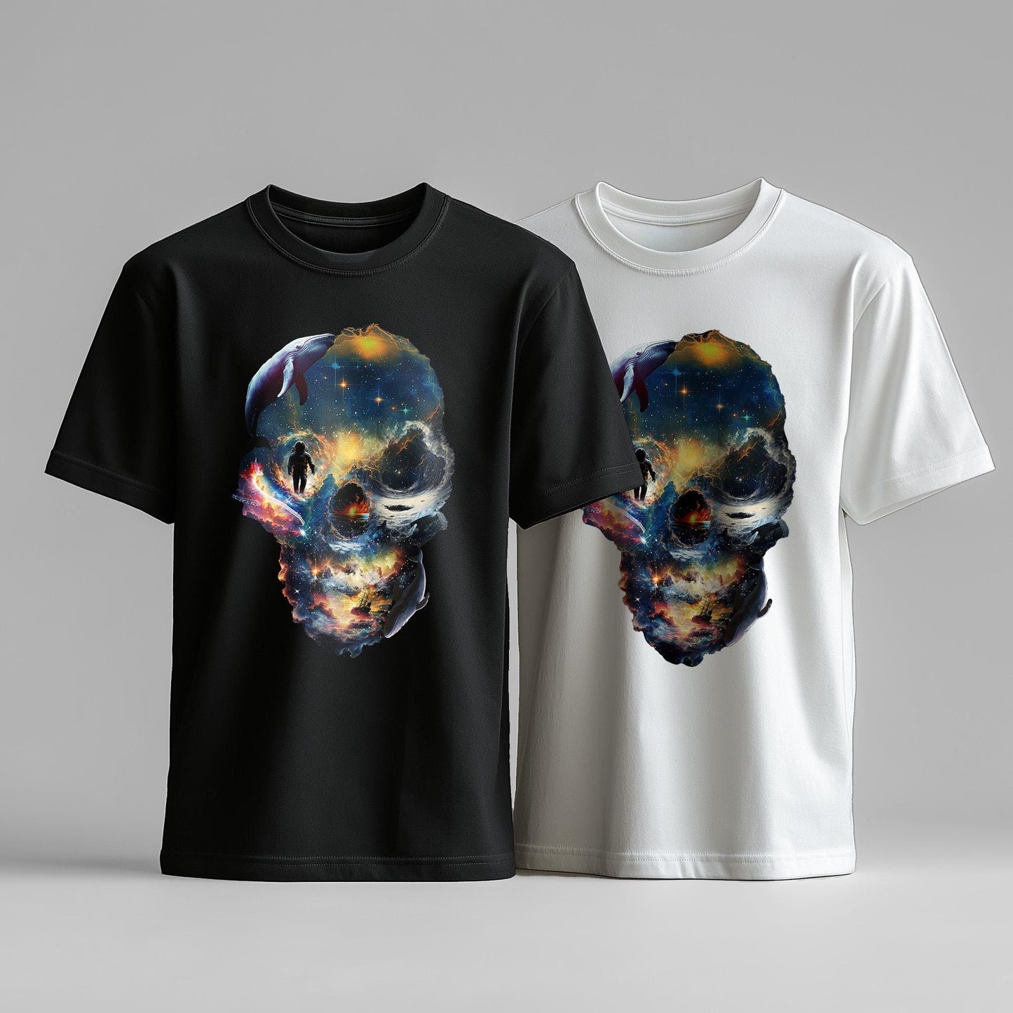 Surreal Skull Illusion Unisex Shirt: Cosmic Skull Illustration