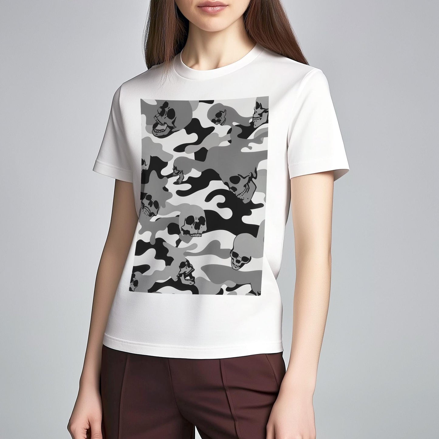 Skull Camouflage T shirt, Unisex Gothic Skull Clothing Gift