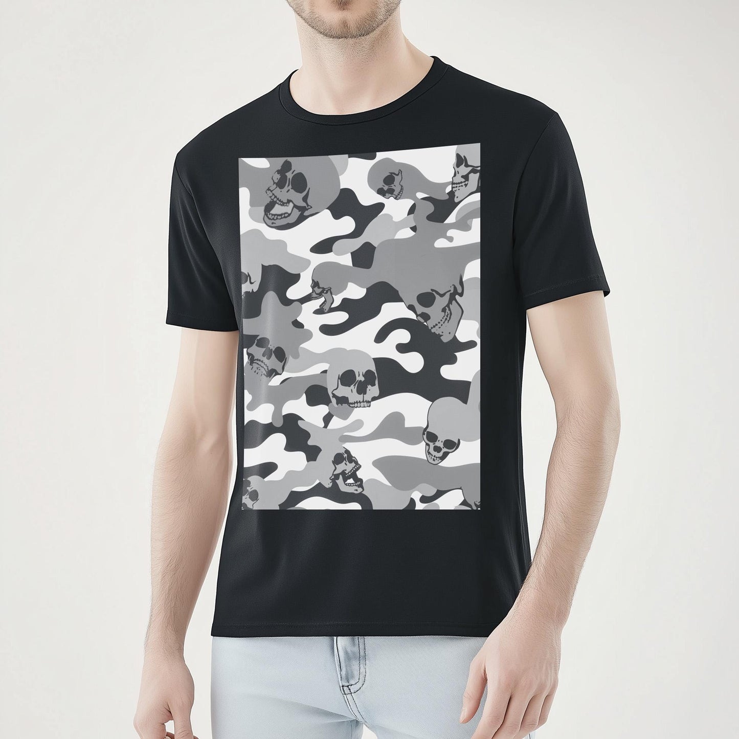 Skull Camouflage T shirt, Unisex Gothic Skull Clothing Gift