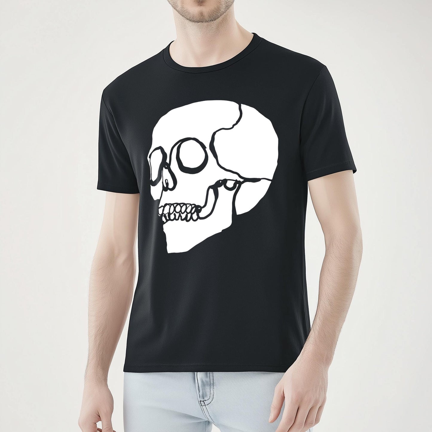 Line Art Skull T shirt, Gothic Unisex Clothing Gift