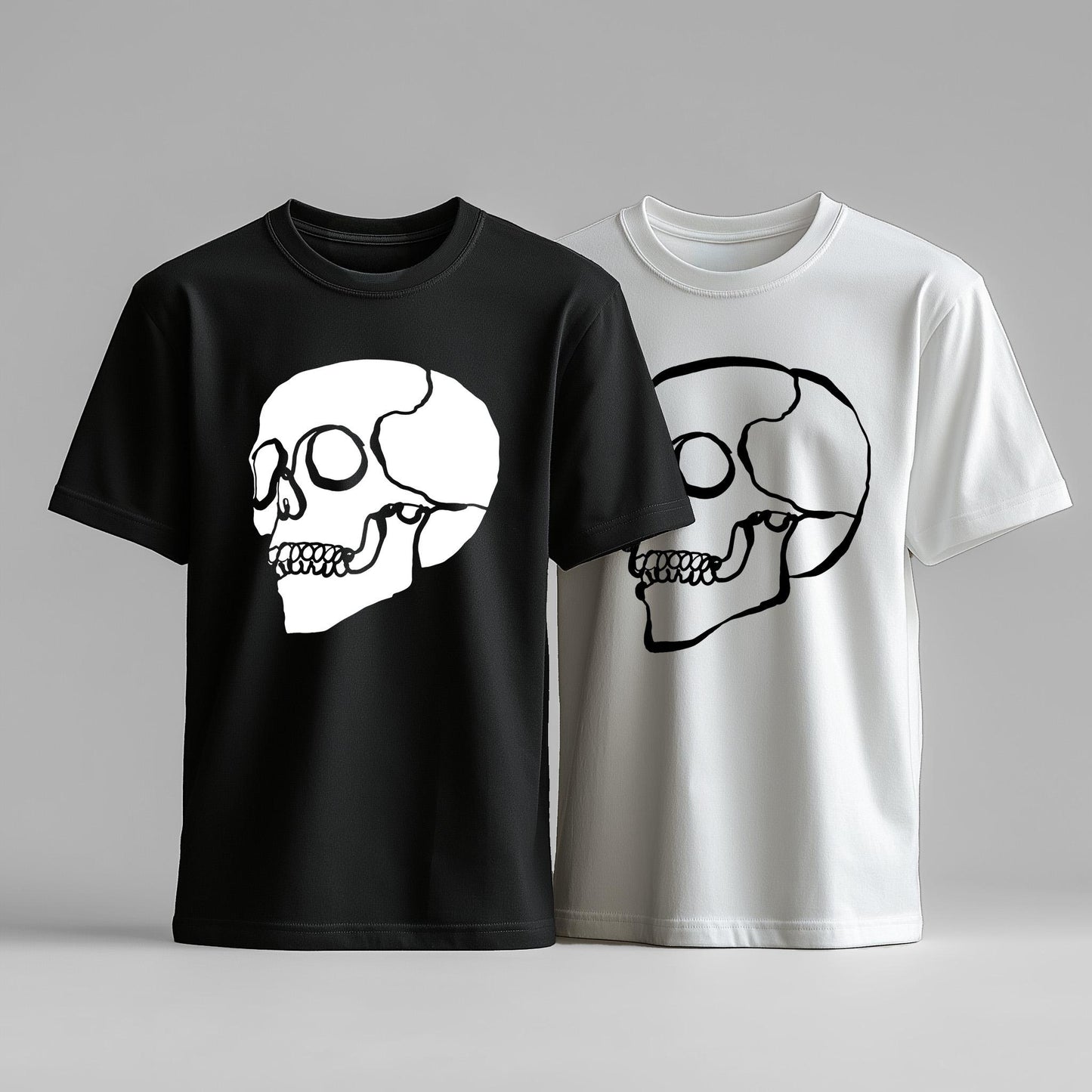 Line Art Skull T shirt, Gothic Unisex Clothing Gift