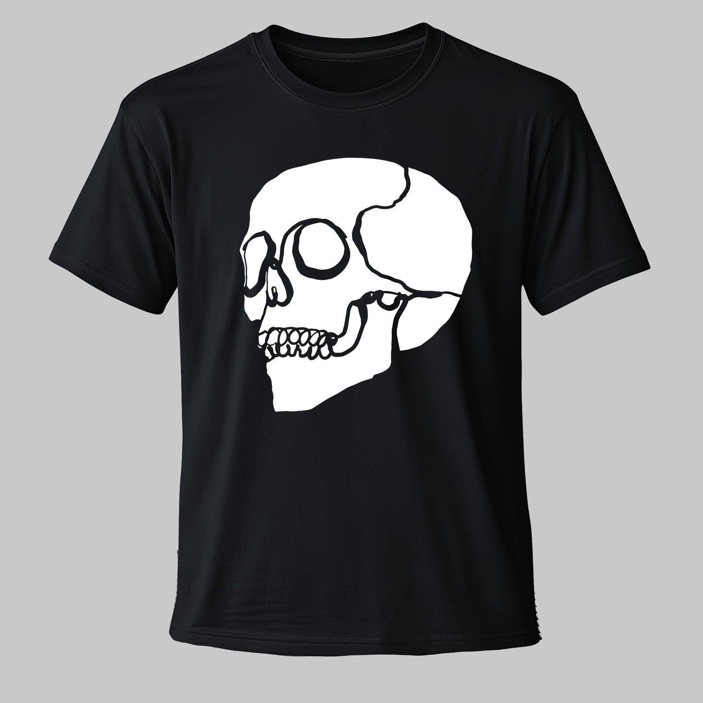 Line Art Skull T shirt, Gothic Unisex Clothing Gift