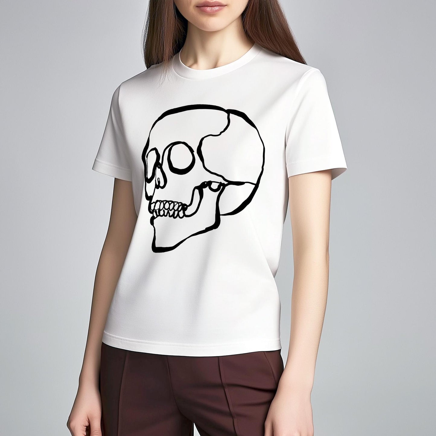 Line Art Skull T shirt, Gothic Unisex Clothing Gift
