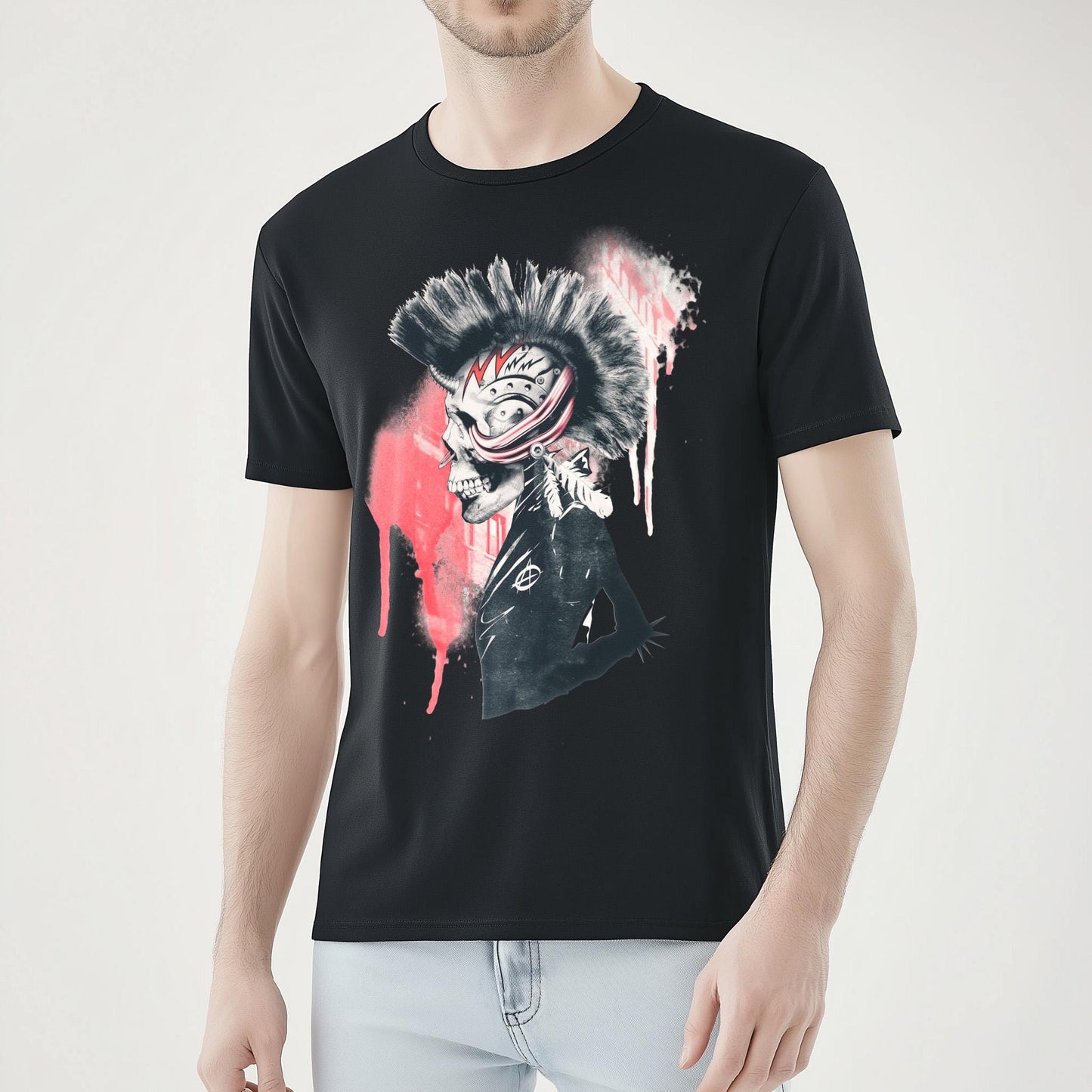 Punk Unisex T-shirt, Unique Skull Art Tshirt Gift, Music Inspired Clothing