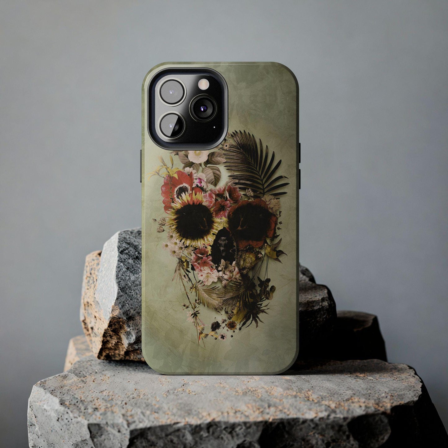 Tough Phone Cases, Floral Skull Art, Boho Summer Flowers, Bohemian Mood, Protective Smartphone Cover