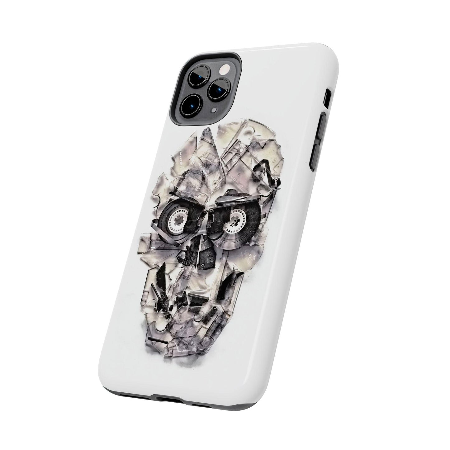 Music Skull Phone Case, Cassette Phone Cover, Tough Phone Sleeve, Sugar Skull Art, Halloween Gift
