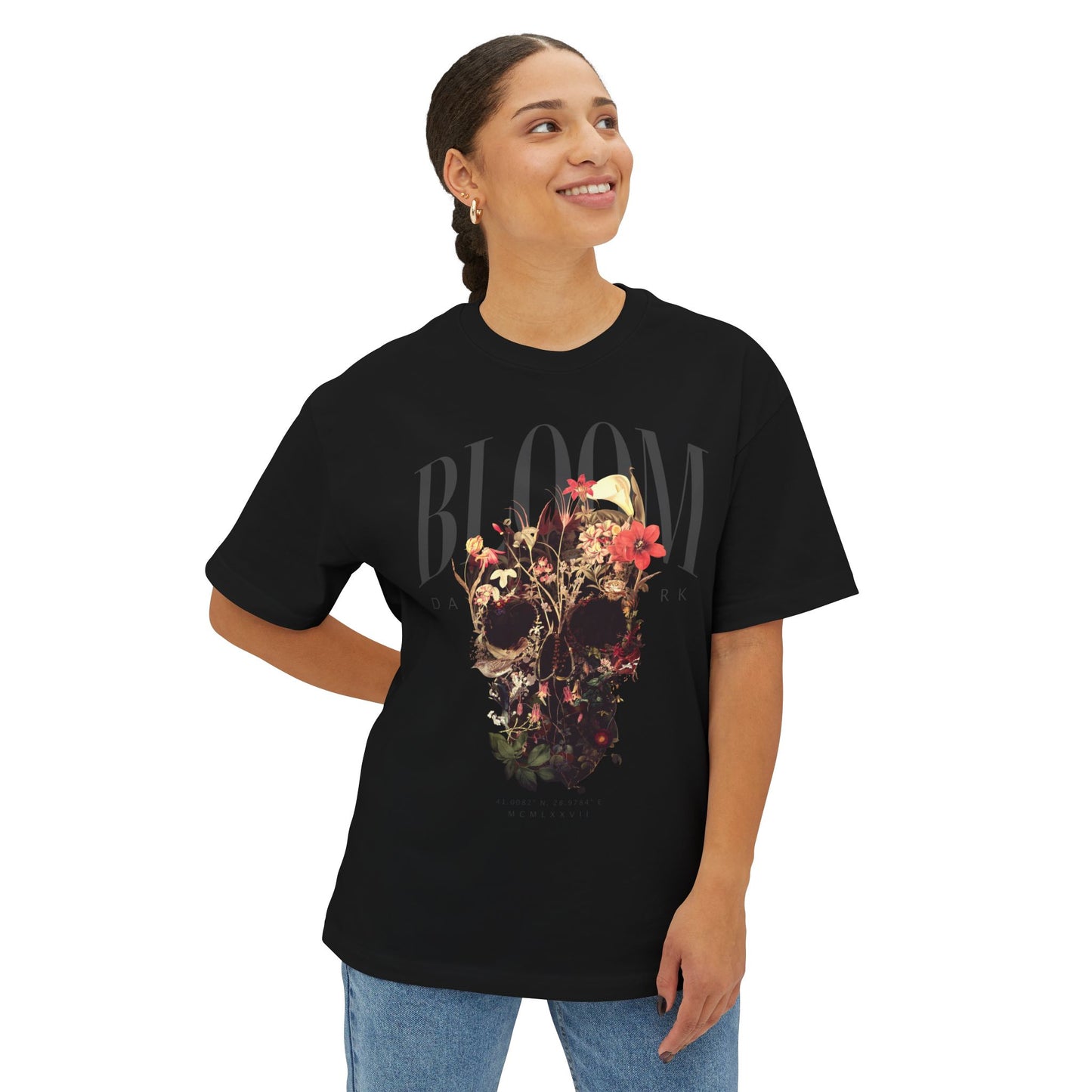 Bloom Skull Unisex Oversized Boxy Tee