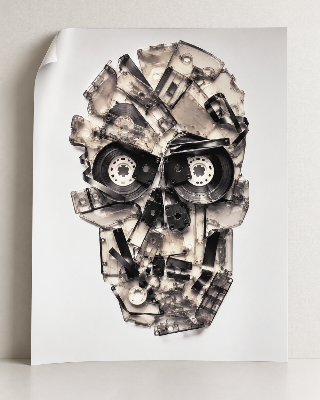 Home Taping Skull Wall Art – Cassette Tape Skull by Ali Gulec