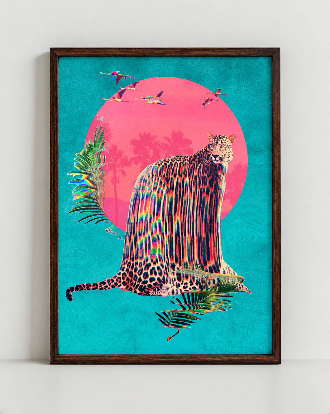 Jaguar Wall Art - Tropical Psychedelic Synthwave Decor