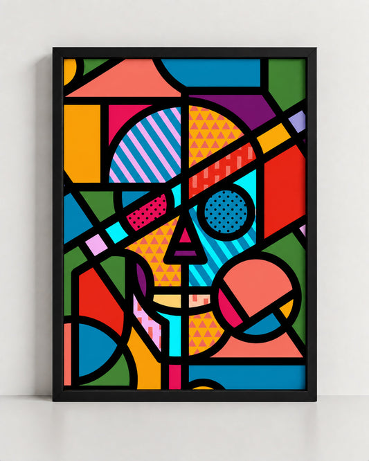 Pop Skull Wall Art – Colorful Geometric Skull Print by Ali Gulec