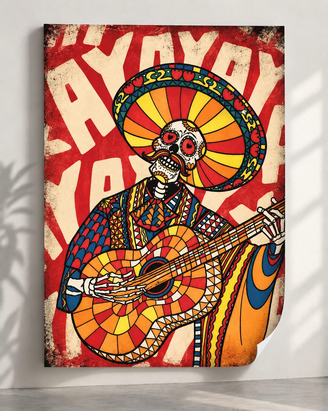 Mariachi Wall Art – Colorful Skull Art by Ali Gulec