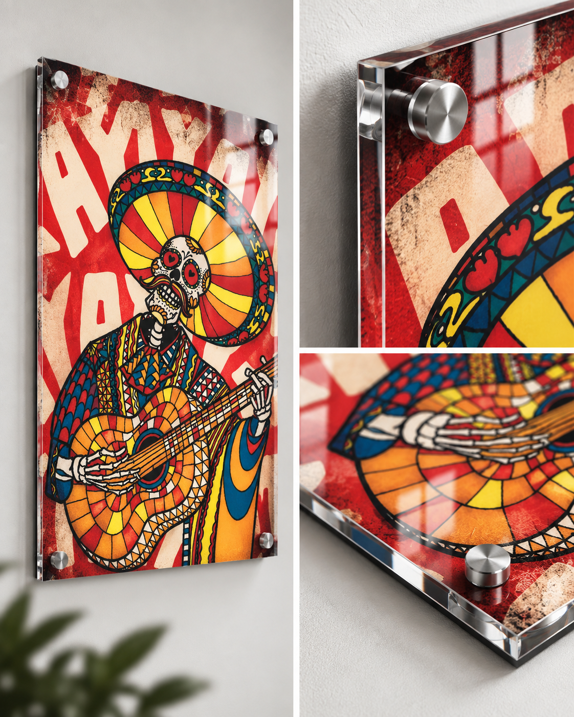 Mariachi Wall Art – Colorful Skull Art by Ali Gulec