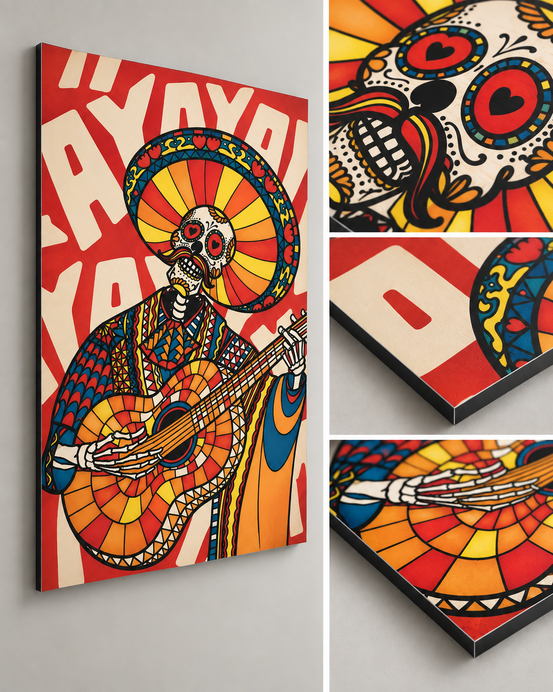 Mariachi Wall Art – Colorful Skull Art by Ali Gulec