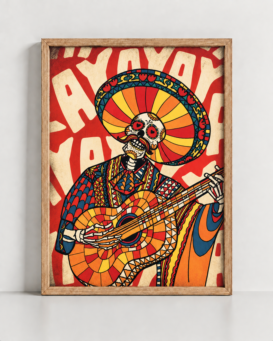 Mariachi Wall Art – Colorful Skull Art by Ali Gulec