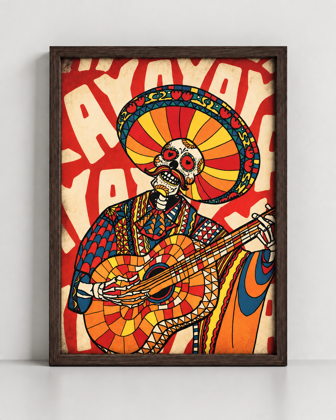 Mariachi Wall Art – Colorful Skull Art by Ali Gulec