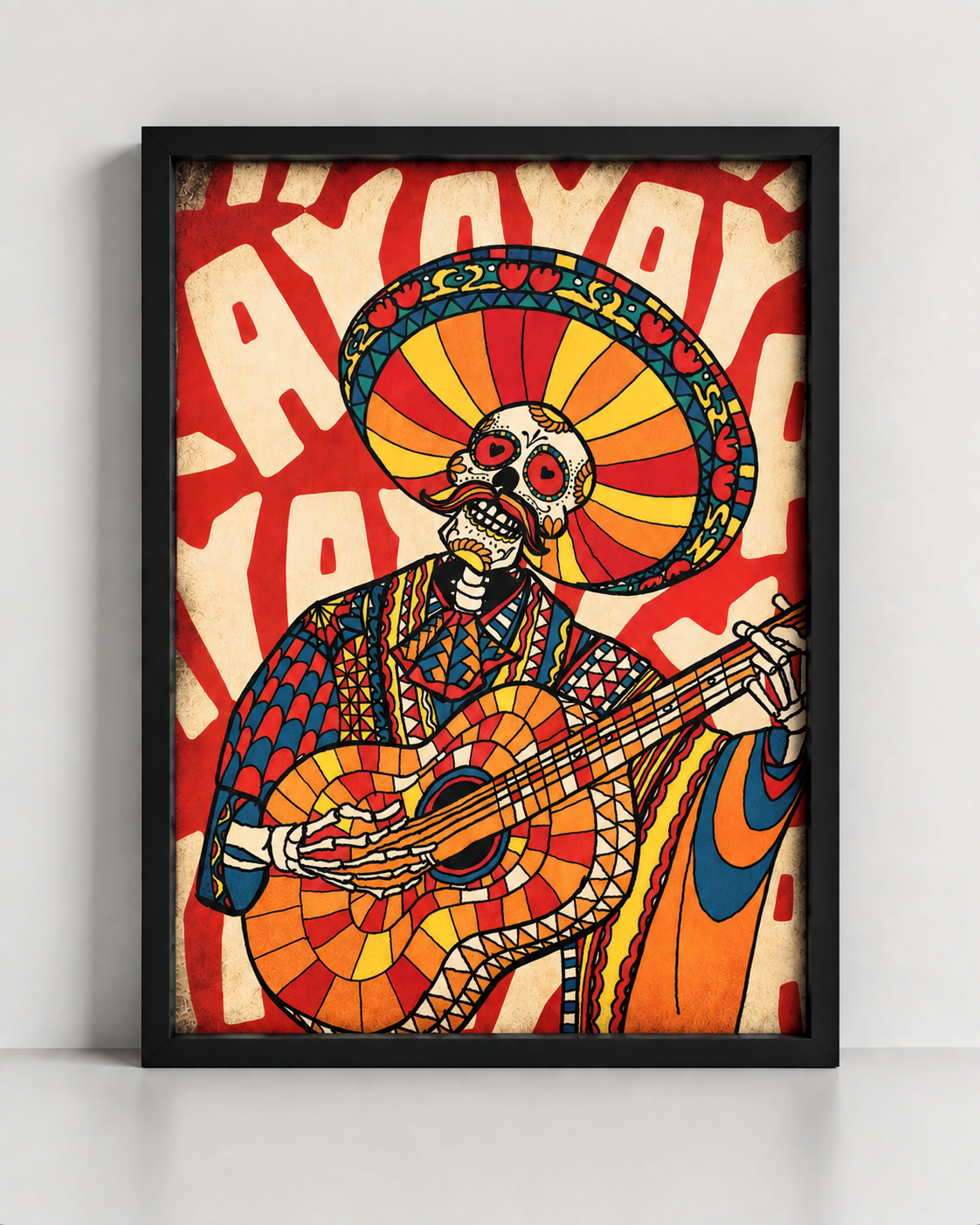 Mariachi Wall Art – Colorful Skull Art by Ali Gulec