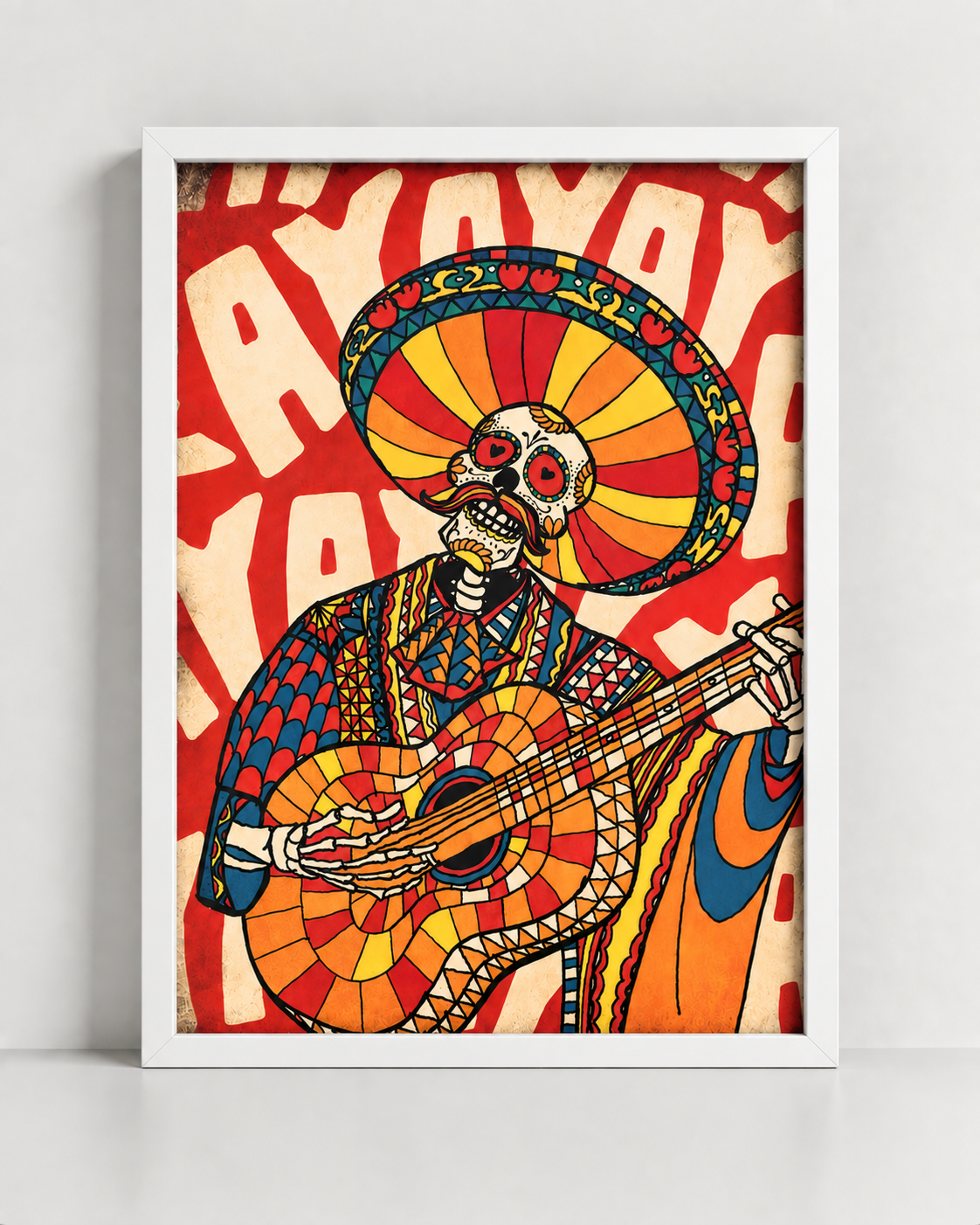 Mariachi Wall Art – Colorful Skull Art by Ali Gulec