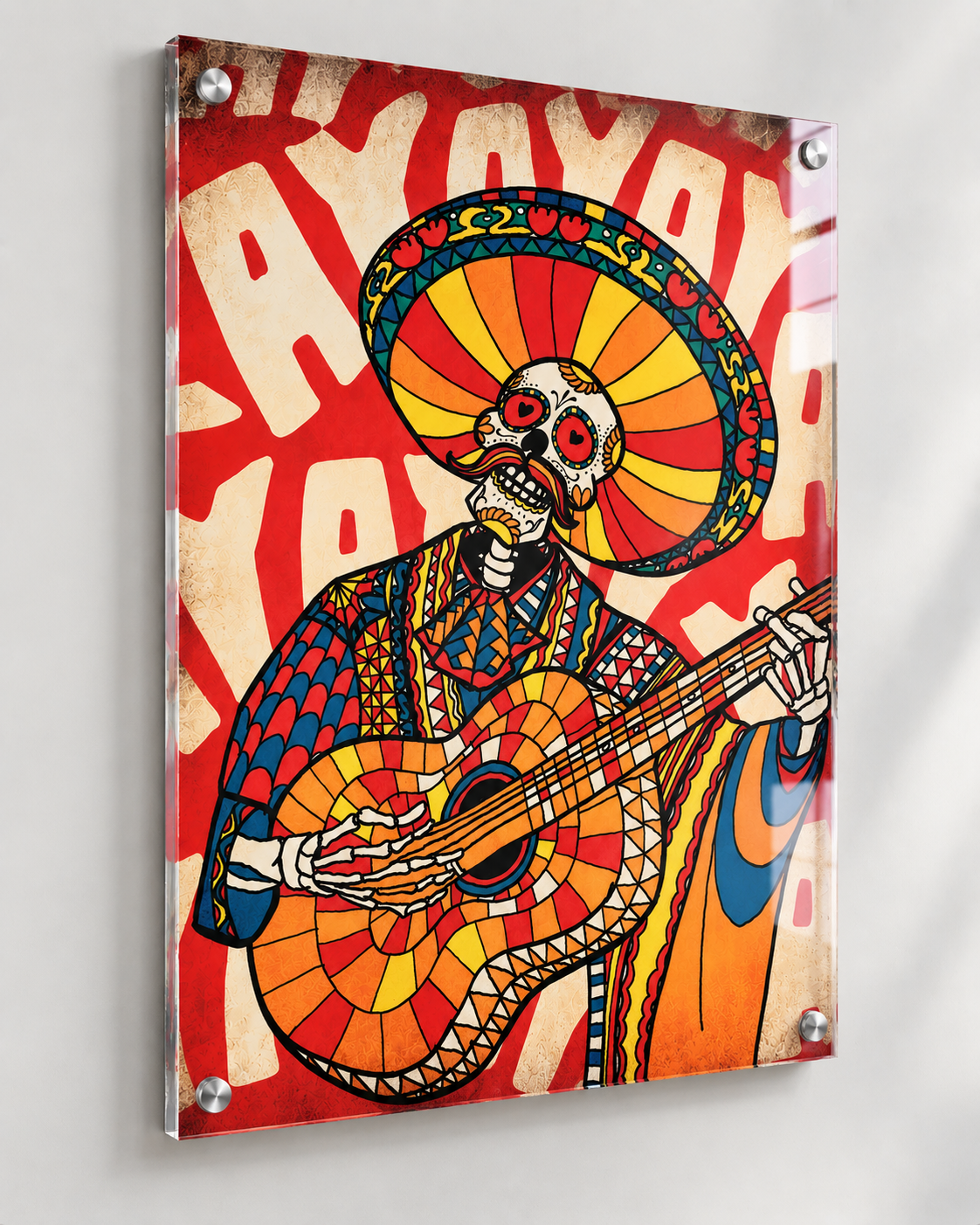 Mariachi Wall Art – Colorful Skull Art by Ali Gulec