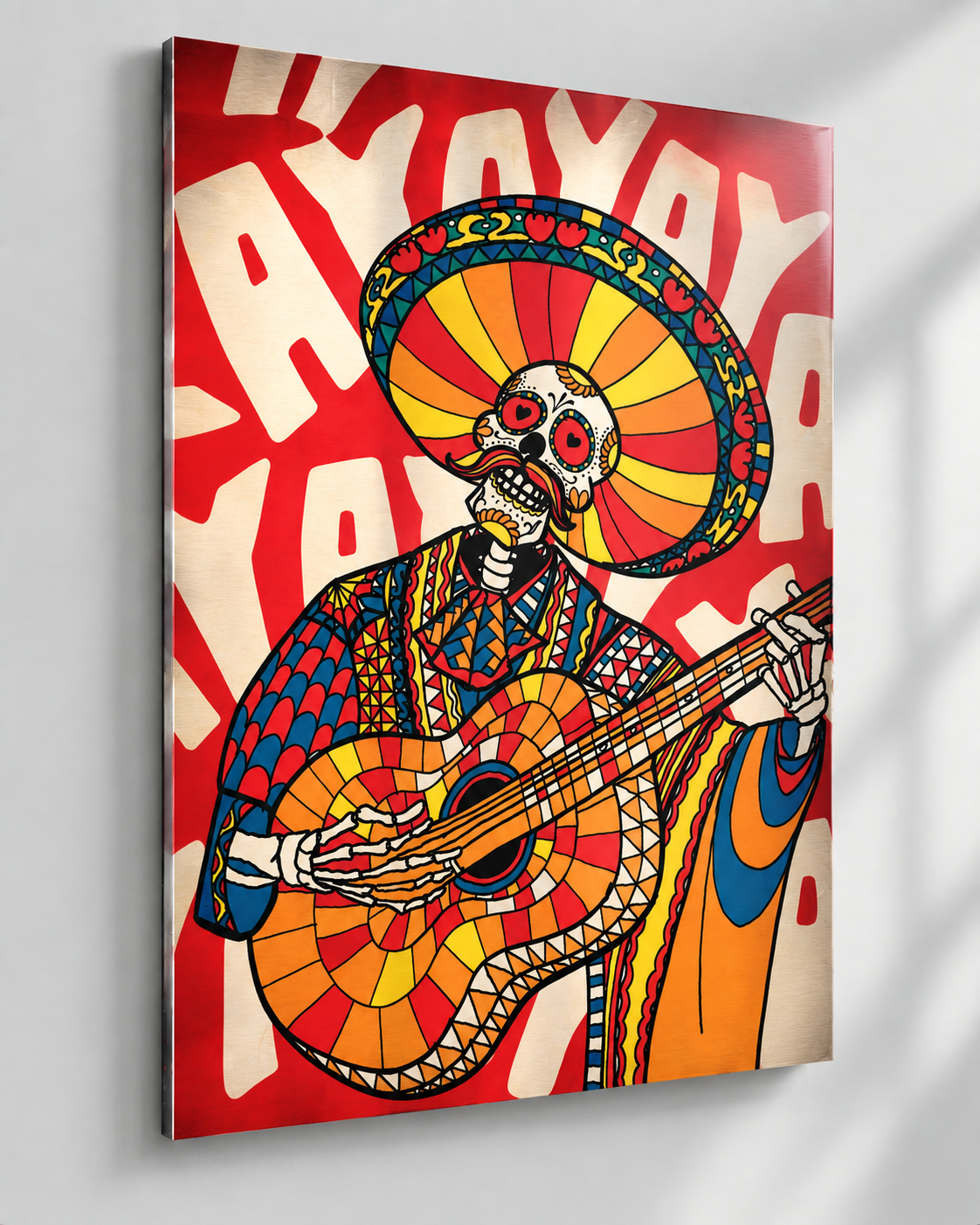 Mariachi Wall Art – Colorful Skull Art by Ali Gulec