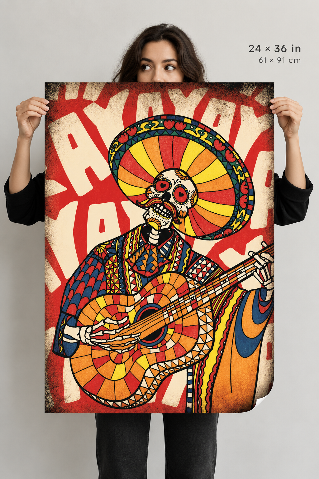 Mariachi Wall Art – Colorful Skull Art by Ali Gulec