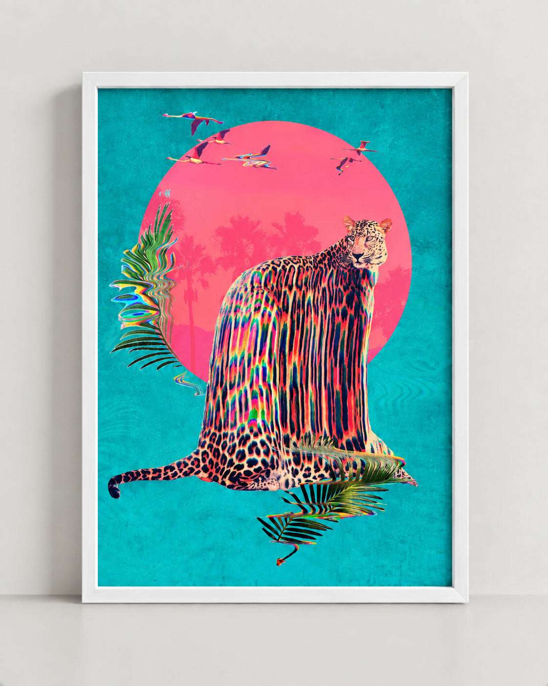 Jaguar Wall Art - Tropical Psychedelic Synthwave Decor