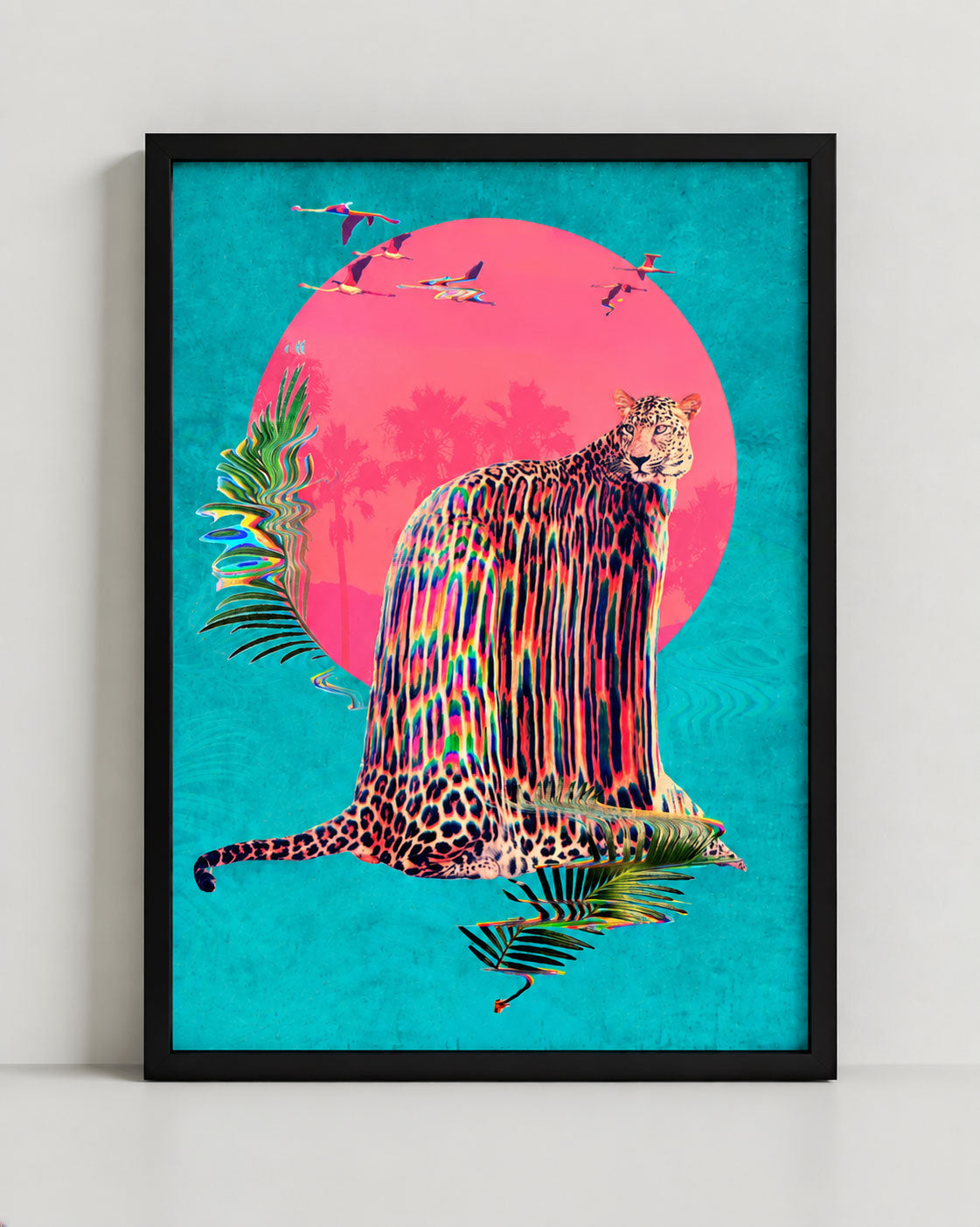 Jaguar Wall Art - Tropical Psychedelic Synthwave Decor