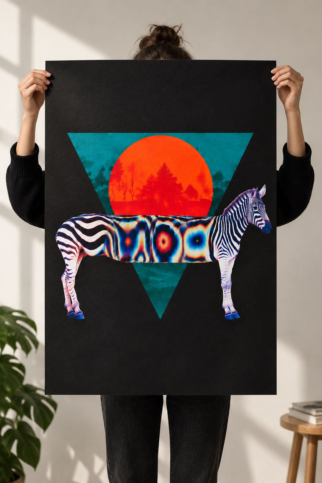 Zebra Wall Art - Tropical Psychedelic Synthwave Decor