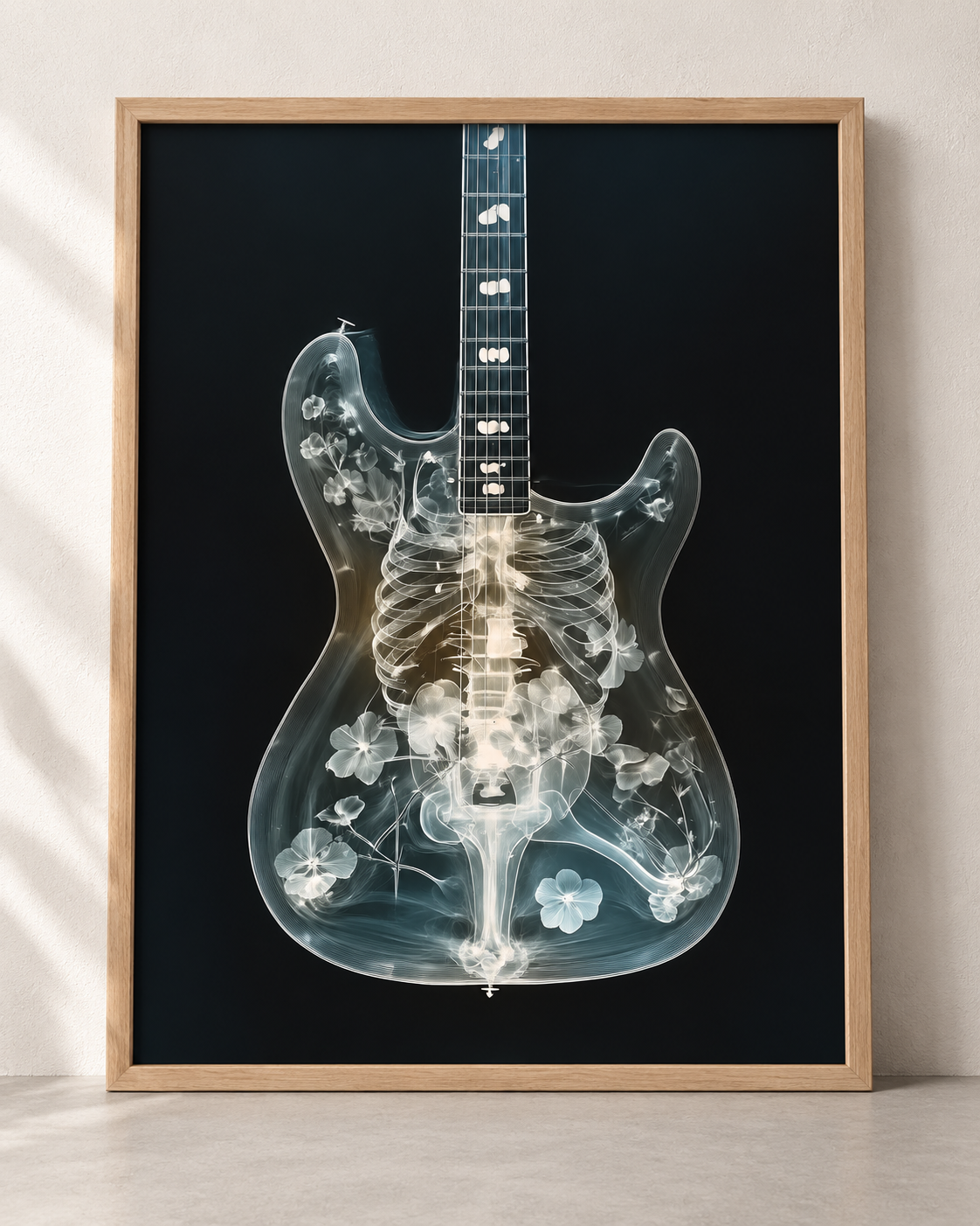 X-Ray Guitar Wall Art – Anatomical Guitar Print by Ali Gulec