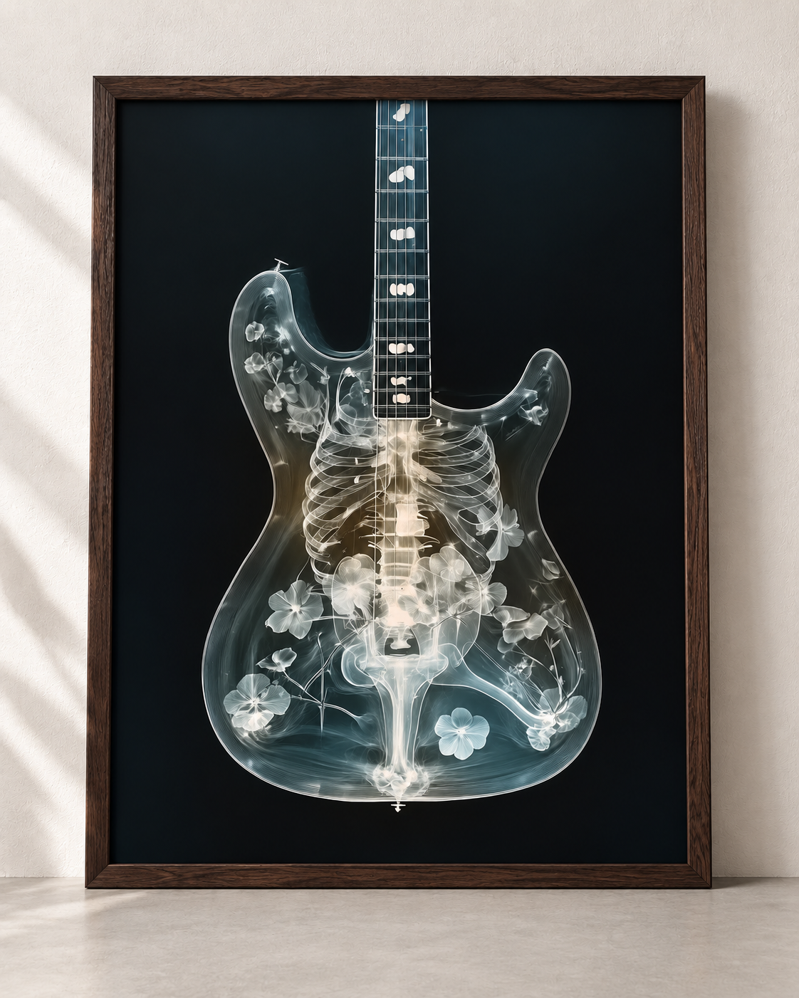 X-Ray Guitar Wall Art – Anatomical Guitar Print by Ali Gulec