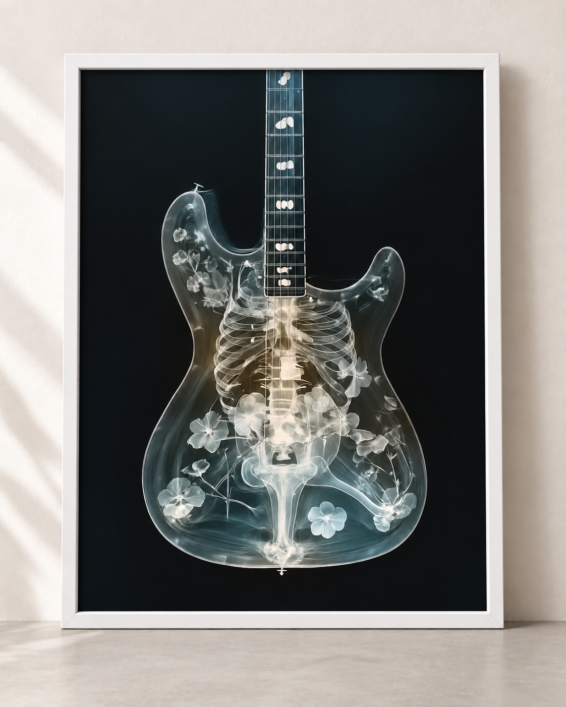 X-Ray Guitar Wall Art – Anatomical Guitar Print by Ali Gulec