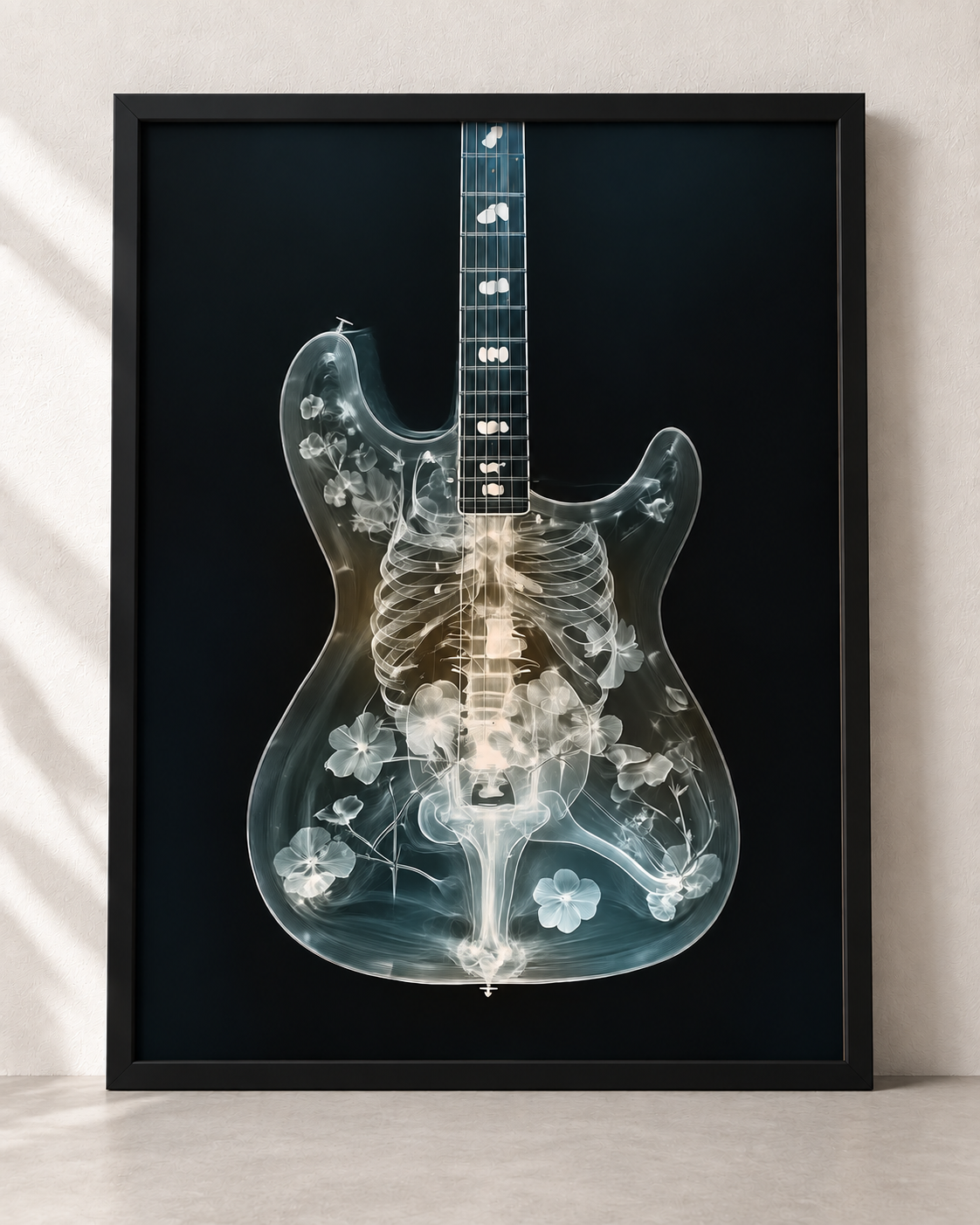 X-Ray Guitar Wall Art – Anatomical Guitar Print by Ali Gulec