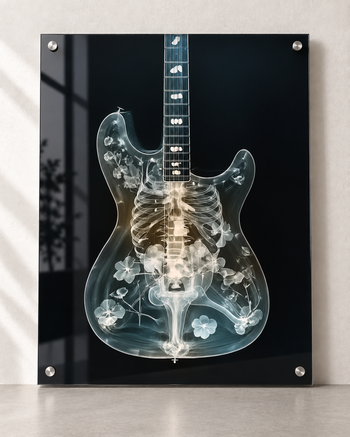 X-Ray Guitar Wall Art – Anatomical Guitar Print by Ali Gulec