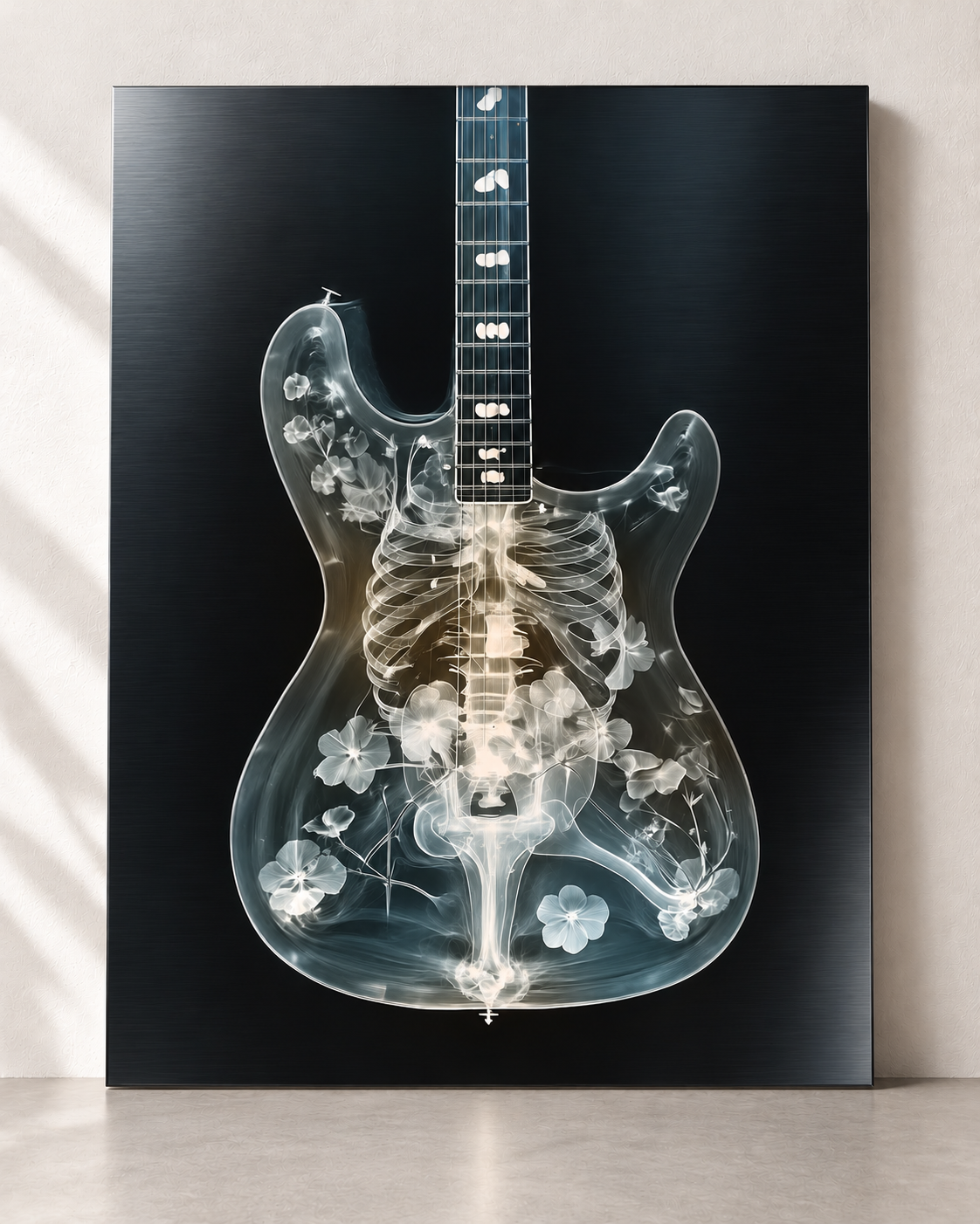 X-Ray Guitar Wall Art – Anatomical Guitar Print by Ali Gulec
